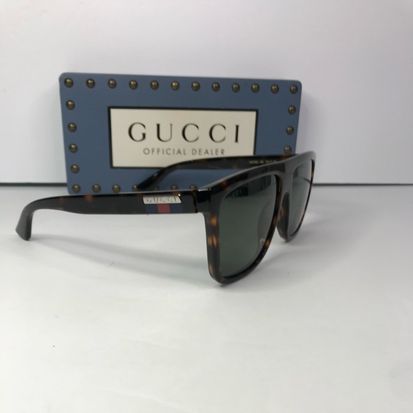 New Authentic GUCCI GG0748S 003 Tortoise Green Sunglasses - Picture 7 of 16